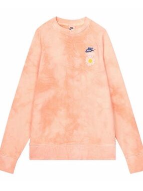 Nike Kids Peach Tie-Dye Crewneck Sweater with Daisy